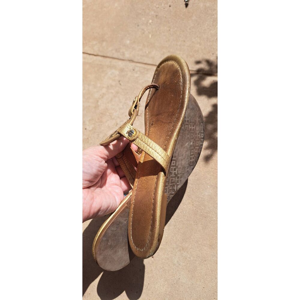 Tory Burch Miller Sandals Women’s Size 8 Metallic Gold Leather Flats - Picture 4 of 7